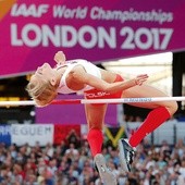 Zawody w skoku wzwyż podczas lekkoatletycznych mistrzostw świata. Na zdjęciu nasza brązowa medalistka Kamila Lićwinko.
12.08.2017. Londyn, Wielka Brytania