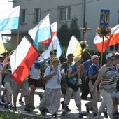 Na czele każdej grupy są niesione flagi narodowe, papieskie i maryjne