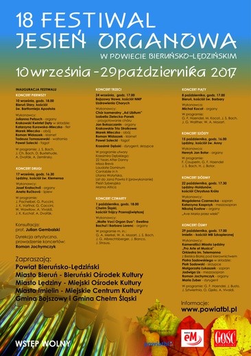 Festiwal Jesień Organowa w Powiecie Bieruńsko-Lędzińskim, 10 września-29 października