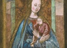 Zdjęcie fresku Matki Bożej Miłosierdzia jeszcze przed koronacją.