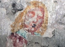 ▲	Fragment odkrytej polichromii gotyckiej w kościele w Jaczowie. 