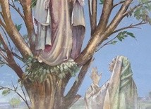 Malowidło przedstawiające Madonnę ukazującą się młodej Żydówce w prezbiterium kościoła Narodzenia NMP w Popowie.