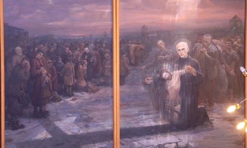 Tryptyk św. Maksymilianaw kościele pod jego wezwaniem - dzieło Piotra Moskala