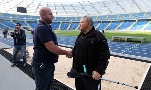 Piotr Małachowski z Robertem Skolimowskim, ojcem Kamili