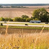 Typowy krajobraz Nebraski. Pola kukurydzy  albo soi, poprzecinane prostopadłymi drogami. Drzew niewiele. Dawniej była to preria pełna bizonów.