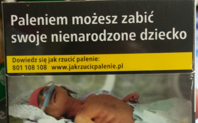 Przesłanie pro life na opakowaniach papierosów