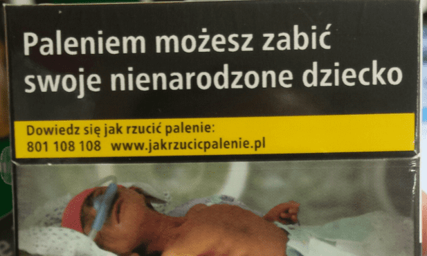 Przesłanie pro life na opakowaniach papierosów