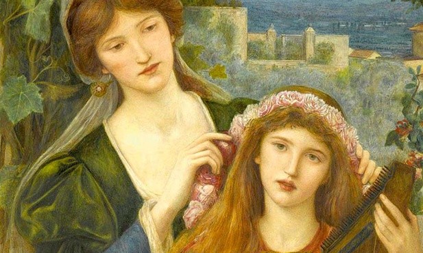 Marie Spartali Stillman "Dzieciństwo św. Cecylii", kredka i akwarela na papierze, 1883 kolekcja prywatna