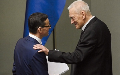 Mateusz Morawiecki z ojcem Kornelem, marszałkiem seniorem Sejmu, liderem partii Wolni i Solidarni.