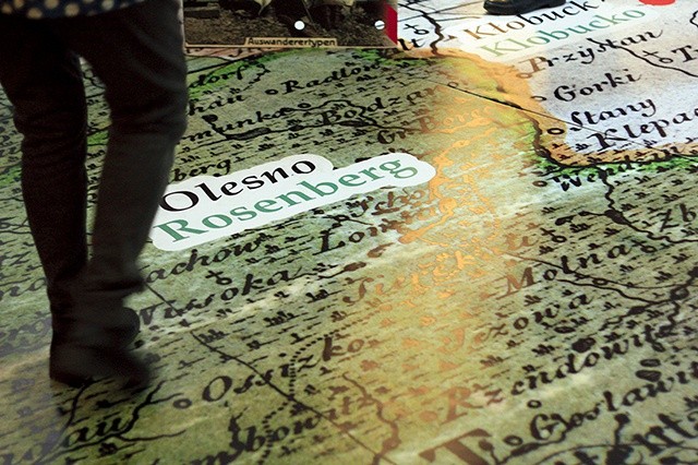 Fragment wystawy: mapa dawnej granicy w okolicach Olesna.