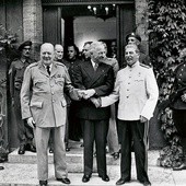 Winston Churchill, Harry Truman i Józef Stalin podczas konferencji w Poczdamie, 23 lipca 1945.
