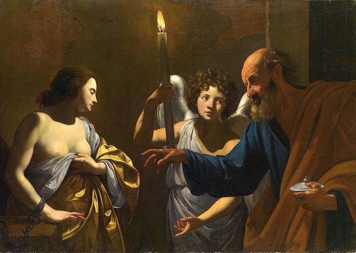 Simon Vouet "Św. Piotr odwiedza św. Agatę w więzieniu", olej na płótnie, ok. 1624, kolekcja prywatna