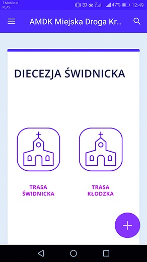 ◄	Aplikacja proponuje dwie trasy Drogi Krzyżowej na terenie diecezji świdnickiej.