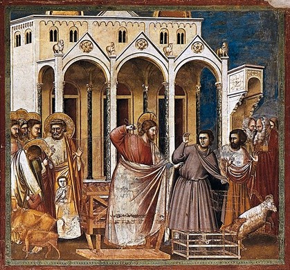Giotto di Bondone
Wypędzenie przekupniów ze świątyni 
fresk, 1303–1305
kaplica Scrovegni, Padwa