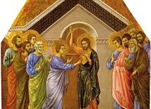 Duccio di Buoninsegna
Niedowiarstwo  św. Tomasza 
tempera na desce, 1308–1311
Muzeum Katedralne, Siena