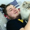 Michał i kotka syberyjska.
