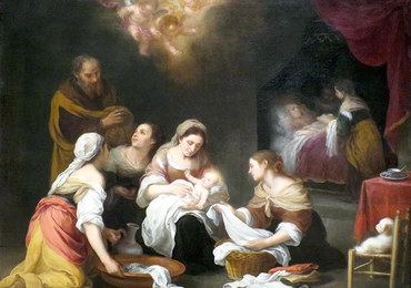 Bartolomé Esteban Murillo "Narodziny św. Jana Chrzciciela", olej na płótnie, ok. 1655 r. Muzeum Nortona Simona Pasadena