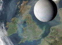 Porównanie wielkości Enceladusa i Wysp Brytyjskich