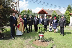 ▲	Pamiątką strażackiego jubileuszu jest Dąb Niepodległości.