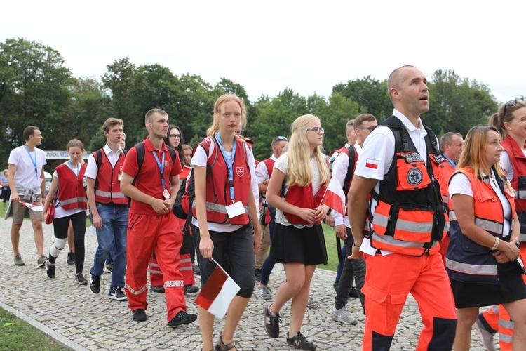 Powitanie 27. Pielgrzymki Diecezji Bielsko-Żywieckiej - grupy hałcnowskie na Jasnej Górze - 2018