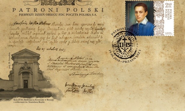 Znaczek ze św. Stasiem Kostką