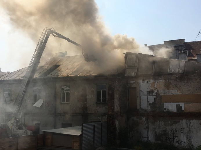 Pożar kamienicy na Starym Mieście w Lublinie