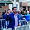 Jimmie Åkesson – lider Szwedzkich Demokratów – przemawia na wiecu wyborczym.