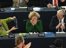 Judith Sargentini, autorka raportu o stanie praworządności na Węgrzech, tuż po głosowaniu w PE.