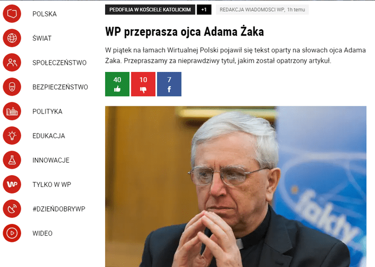 WP przeprasza o. Adama Żaka