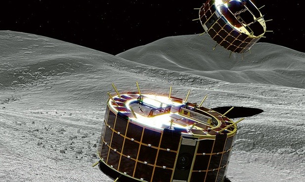 Łaziki sondy Hayabusa-2 lądują na asteroidzie Ryugu.