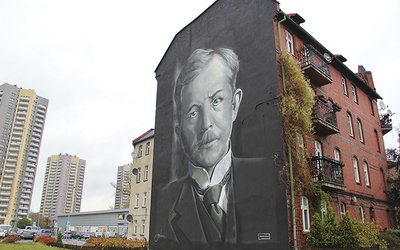 Wojciech Korfanty na muralu w Katowicach.