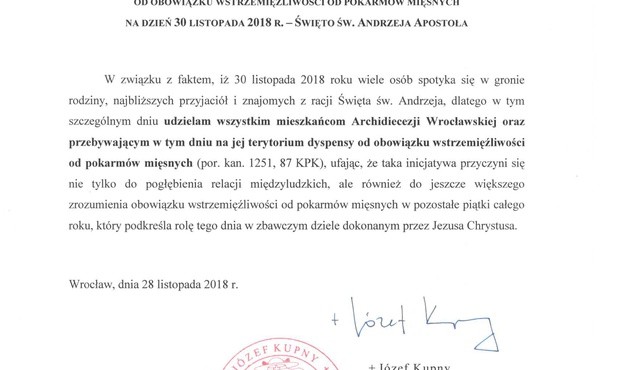 Czy w "Andrzejki" można spożywać pokarmy mięsne?