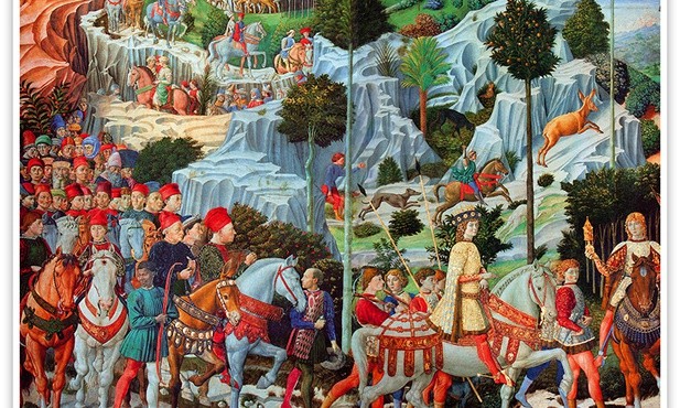 Benozzo Gozzoli "Pochód Trzech Króli", fresk, 1459–1460, Pałac Medyceuszy, Florencja