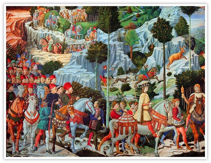 Benozzo Gozzoli "Pochód Trzech Króli", fresk, 1459–1460, Pałac Medyceuszy, Florencja