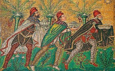 Mozaika w bazylice Sant’Apollinare Nuovo w Rawennie, przedstawiająca  Trzech Króli (poł. VI w.)