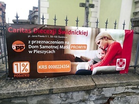 ▲	Baner z informacjami dotyczącymi inicjatywy wisi przy kościele pw. Krzyża Świętego w Świdnicy.