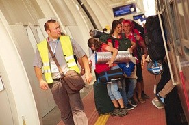 Ksiądz Artur Pytel w drodze na ŚDM 2016 w Krakowie.