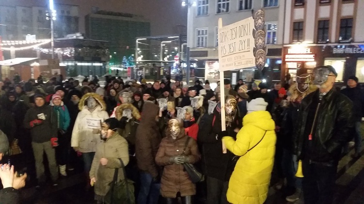 Protest w obronie dzików w Katowicach