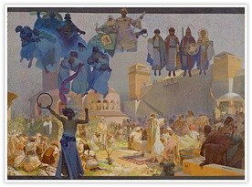 Alfons MuchaWprowadzenie liturgii słowiańskiejolej i tempera na płótnie, 1912Galeria Głównego Miasta, Praga
