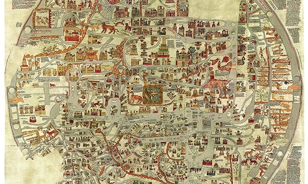 Mapa świata z Ebstorf pochodzi z około 1300 roku. Oryginał spłonął w trakcie II wojny światowej, na szczęście przetrwały fotokopie