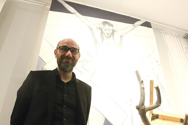 Artysta na spotkaniu w Muzeum Miedzi w Legnicy.