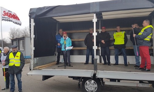 Protest pracowników fabryki Fiata w Tychach