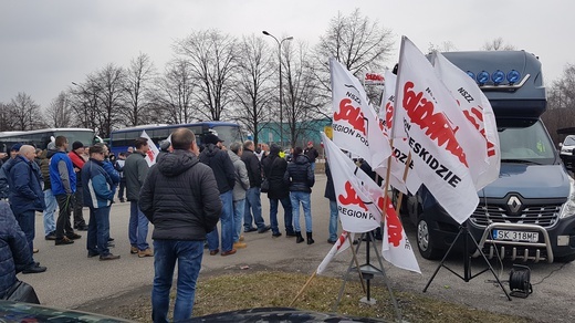 Protest pracowników fabryki Fiata w Tychach