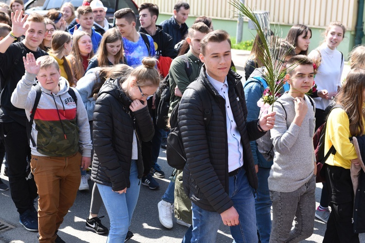 Tarnów. Niedziela Palmowa młodych. Procesja różańcowa