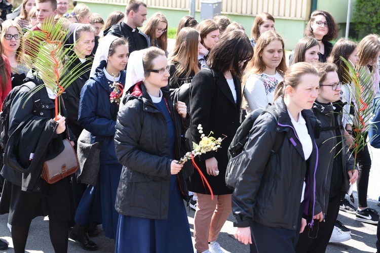 Tarnów. Niedziela Palmowa młodych. Procesja różańcowa