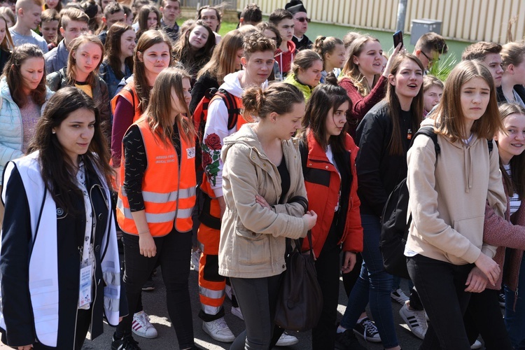 Tarnów. Niedziela Palmowa młodych. Procesja różańcowa