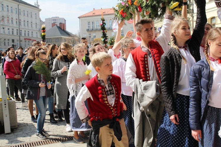 Niedziela Palmowa młodych w Bielsku-Białej 2019 - procesja do katedry