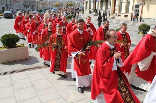 Niedziela Palmowa młodych w Bielsku-Białej 2019 - procesja do katedry