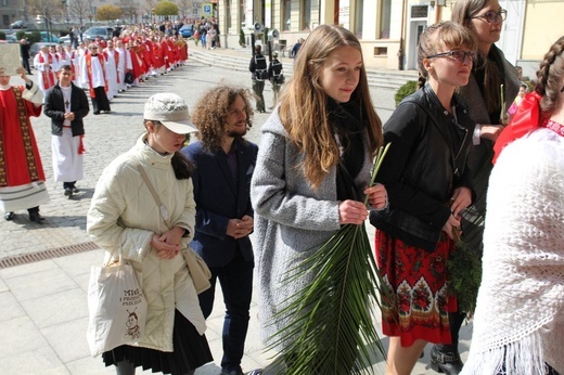 Niedziela Palmowa młodych w Bielsku-Białej 2019 - procesja do katedry