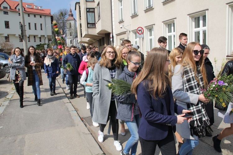 Niedziela Palmowa młodych w Bielsku-Białej 2019 - procesja do katedry